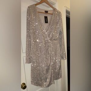 City Chic champagne Sequin cocktail Dress